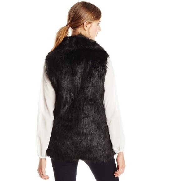 Via Spiga Women's Faux Fur Vest Black - Picture 2 of 7
